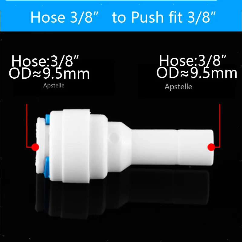 RO Water Plastic Pipe Fitting Straight 1/4" 3/8" OD Hose Connection 1/4" Stem Quick Coupling Reverse Osmosis Aquarium System