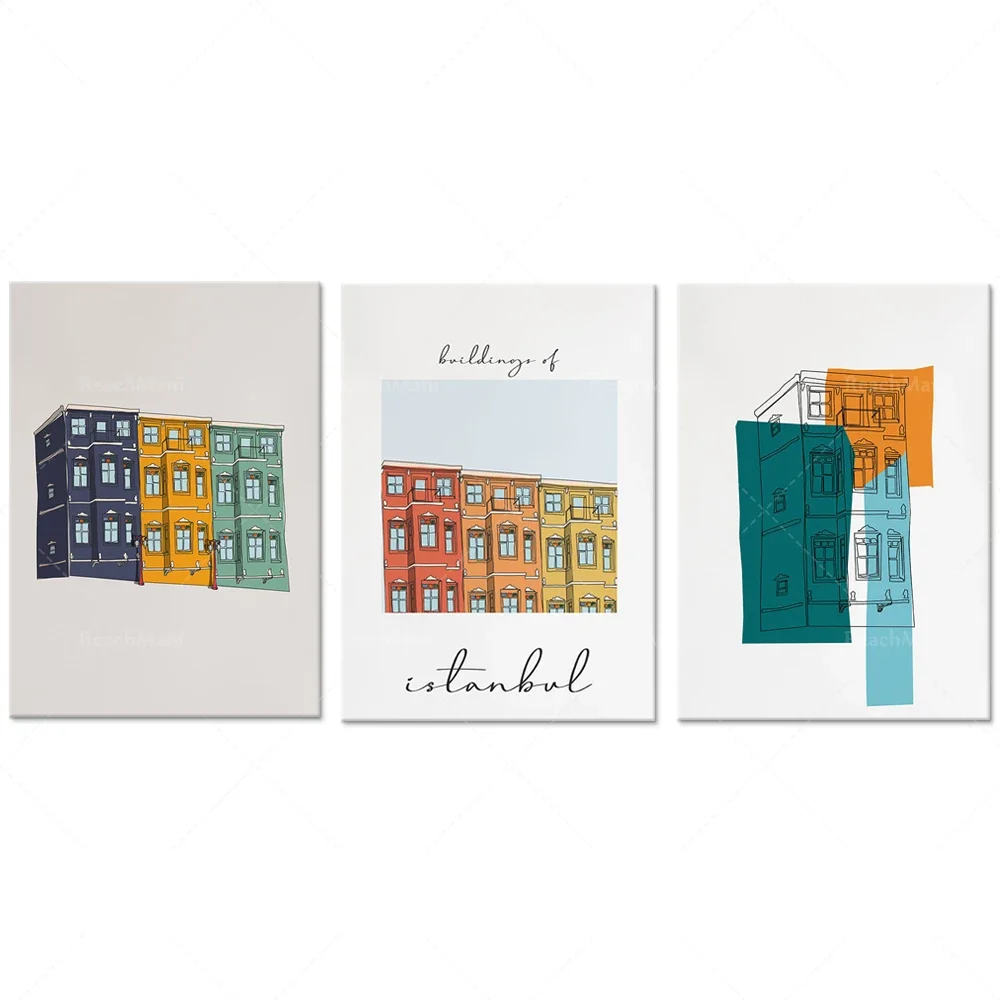 Абстрактные архитектурные постеры для печати, минималистское искусство о Стамбуле