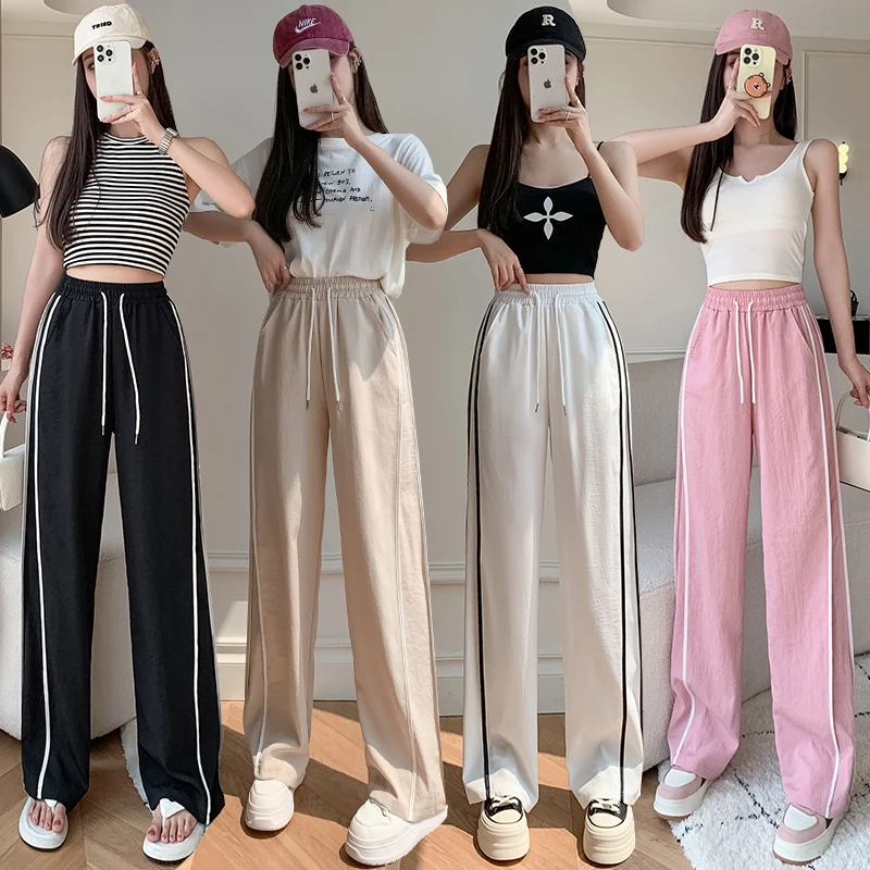 Fashion Slouchy Streetwear Women Clothes Woman Soft Pleasantly Baggy Wide Leg Pants Female Girls Contrast Boyfriend Trousers 2