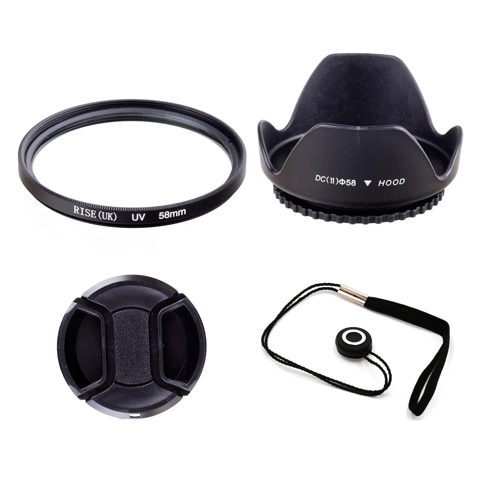 4 in 1 Kit UV Filter & Lens Hood Cap Anti loss rope For Canon canon 500d 600d 700d 60d 70d 5d3 for Nikon  d5200 d5300 d3100