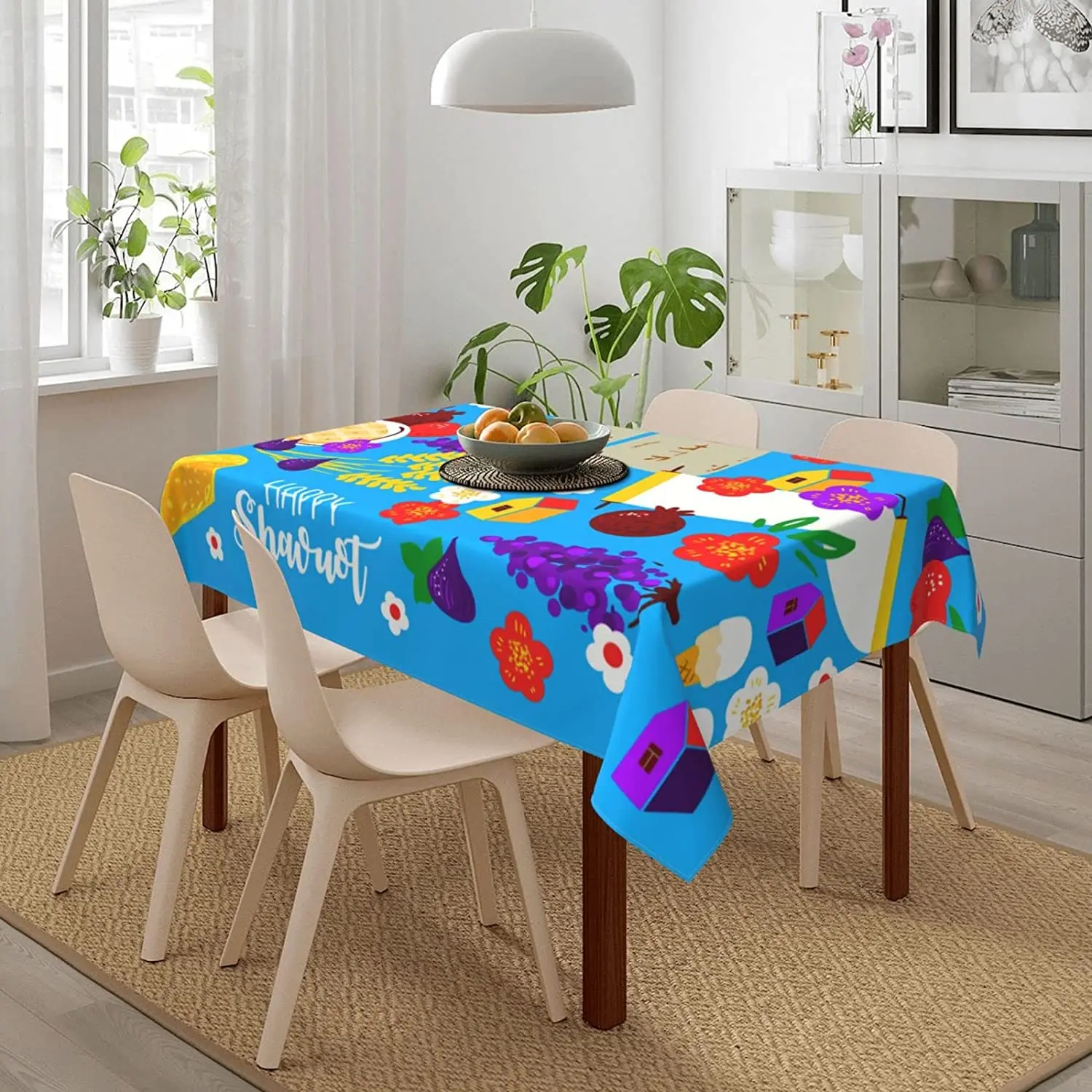 Happy Shavuot Pomegranate Wheat Rectangle Tablecloth Jewish Holiday Decorations Waterproof Tablecloth Dining Table Party Decor