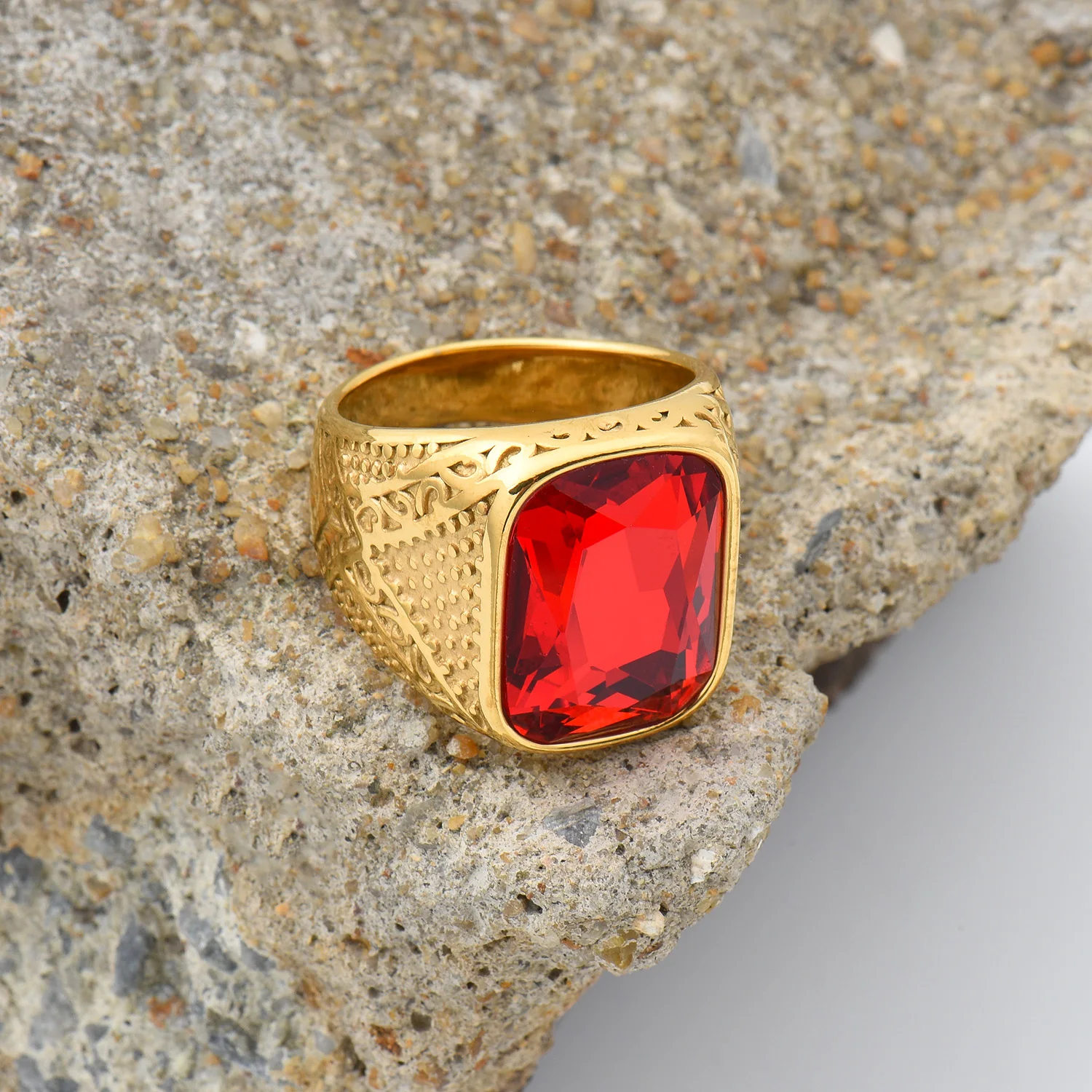Men's High Quality Vintage Stainless Steel Gemstone Styles Ring Jewelry - Image 3