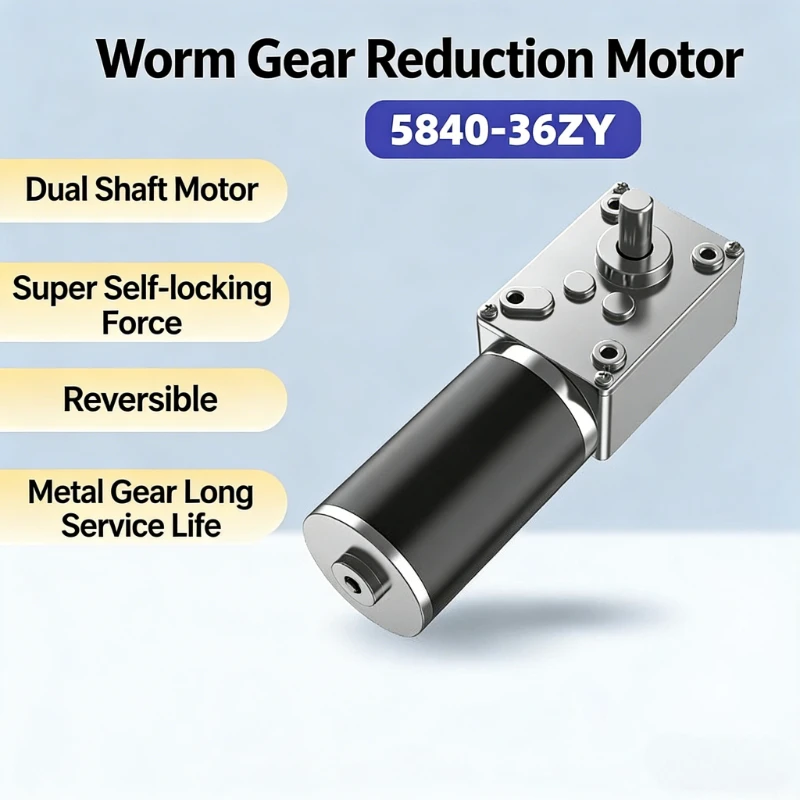 5840-36ZY DC Geared Motor Turbo Worm 24V Large Torque Curtain Intelligent Clothes Drying and Egg Twisting Doll Machine