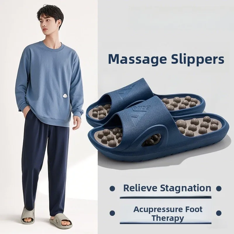 

2026 New Women's Massage Slippers Indoor Home Anti-Slip Health Preservation Acupoint Slippers Men's Summer Open-Toe Casual Sl...