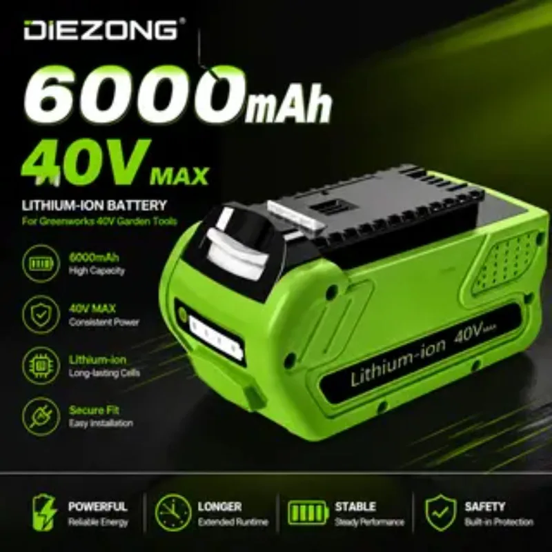 IN STOCK   6000mAh Replacement Lithium-ion Battery for Greenworks 40V 29462 29472 Hedge Trimmer Lawn Mower Garden Batteries