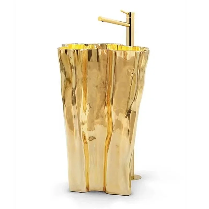 

Stainless steel light luxury artistic wash basin, villa home bathroom, fashionable and personalized special-shaped