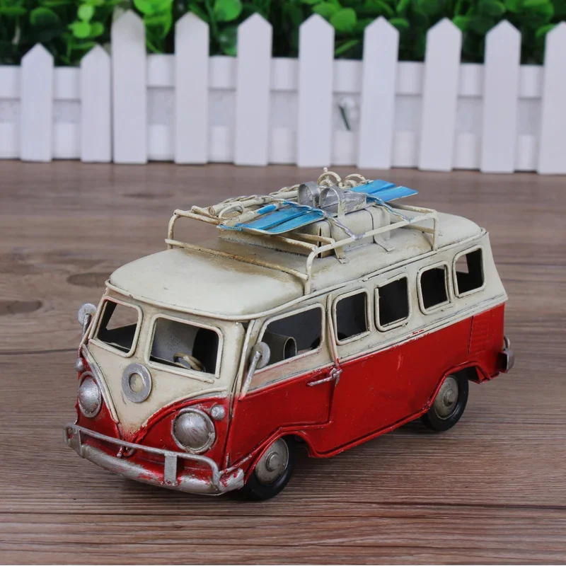 Retro Collectible Tin Bus Toy with Wind-Up Mechanism