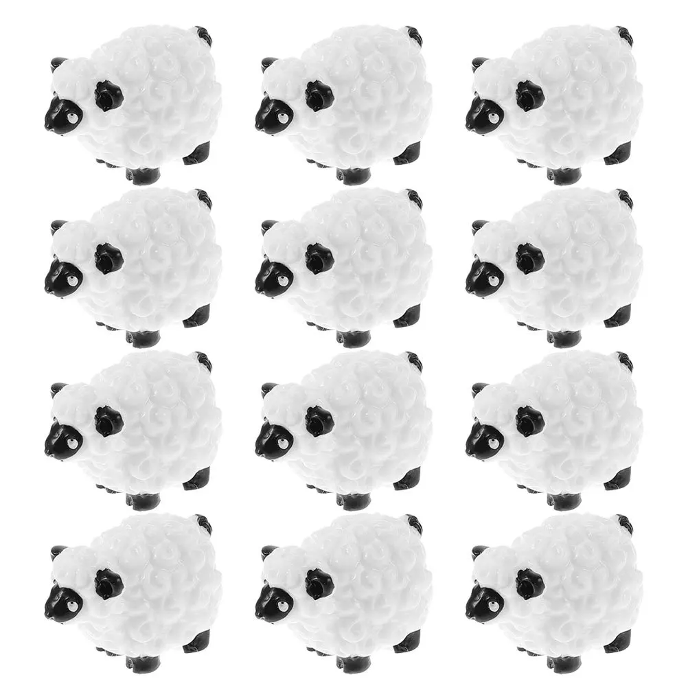 

12Pcs Farm Themed Resin Sheep Decor Detailed Small Animal Sculptures for Garden Potted Plants Indoor Space Decorative Statement