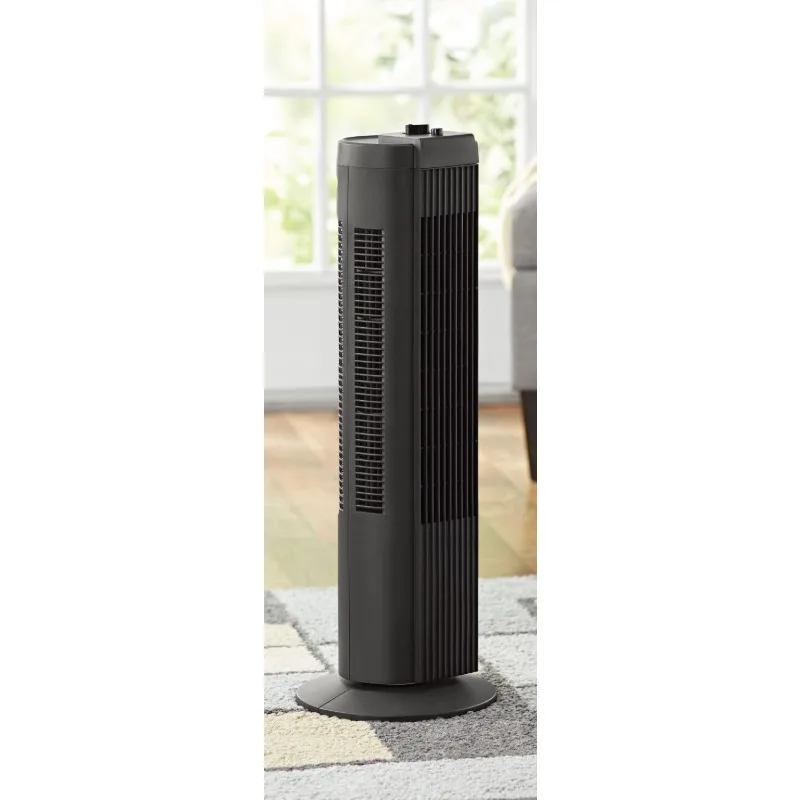 28" Tall, 3-Speed Oscillating Tower Fan,New, Black