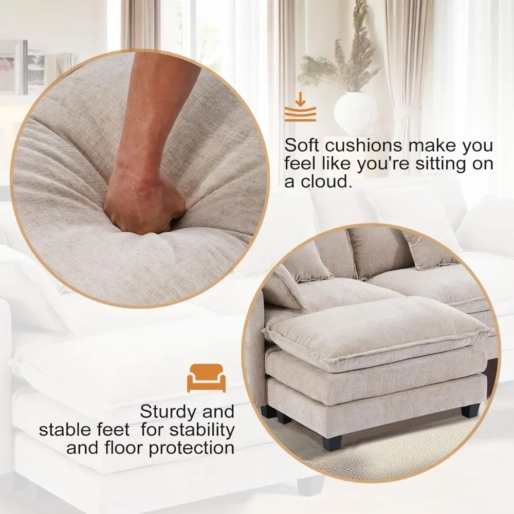 كرسي شانيل فاخر كبير الحجم مع مقعد عثماني عميق كرسي صالة أريكة واحدة أثاث منجد مريح مع P #4