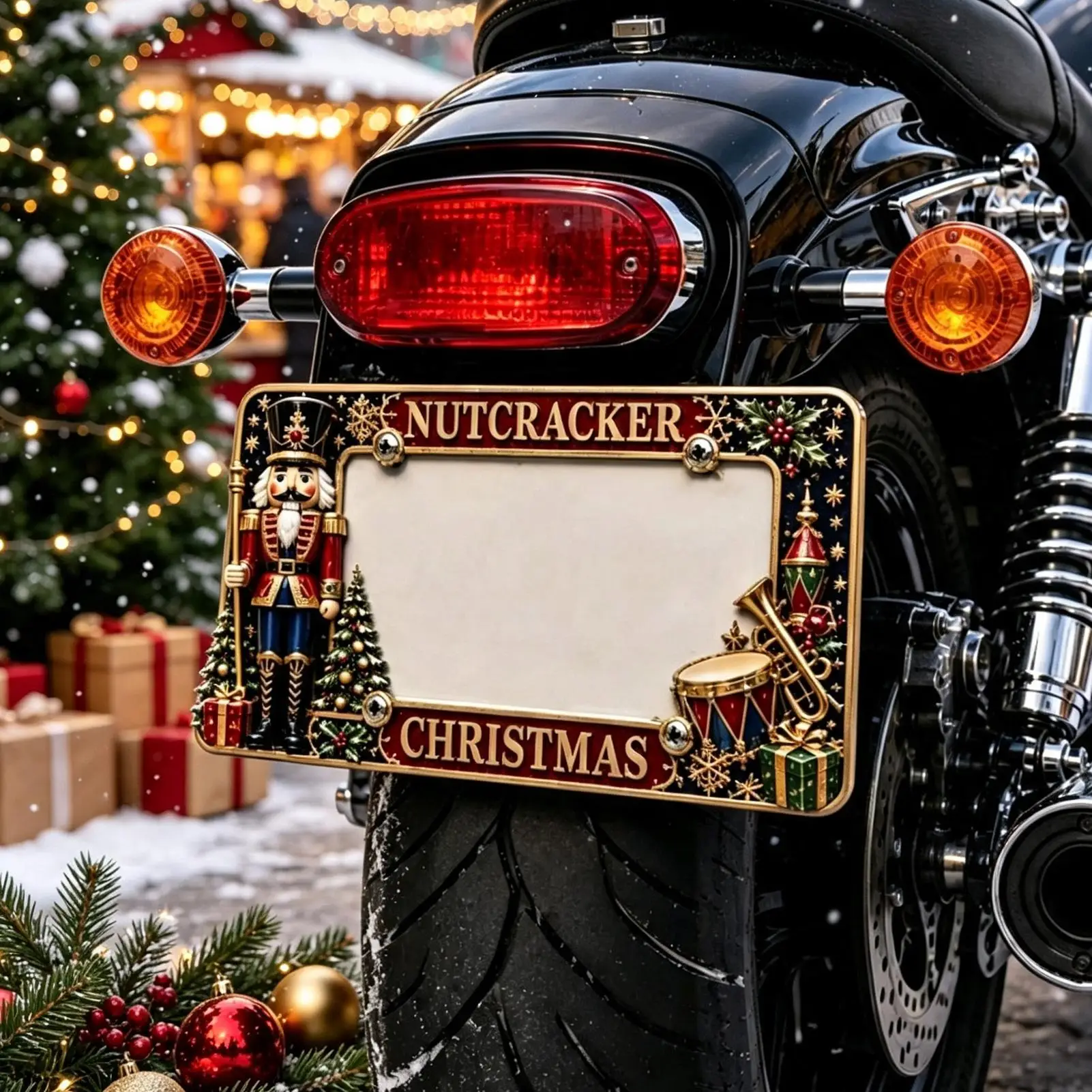 Metal Motorcycle Plate Frame Christmas Motorbike Tag Parts Motorbike Plate Frame For Riders Collectors Modifiers Women Men Daily
