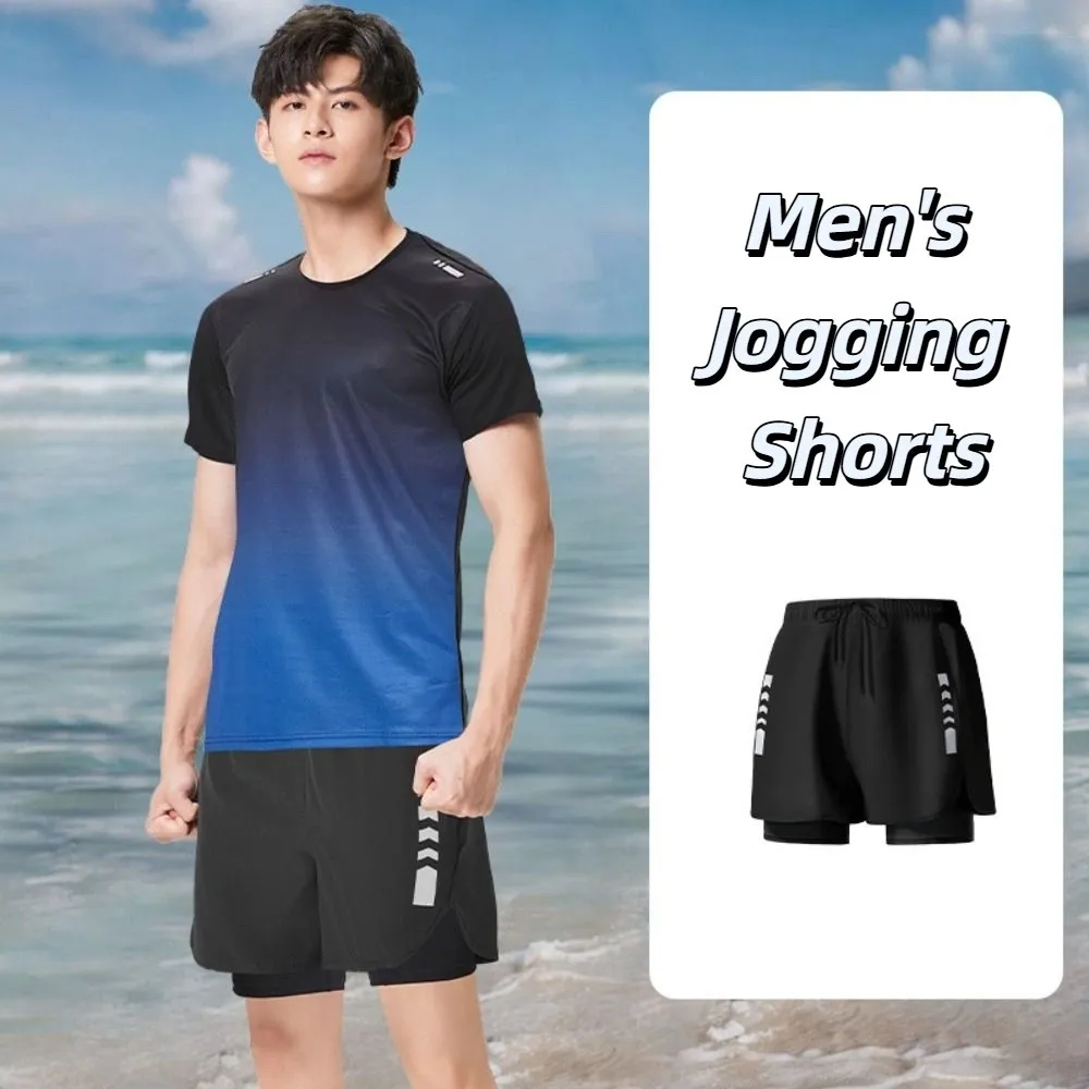Dubbellaagse zwembroek Shorts Korte broek Anti-glare Heren Sporttrainingsshort Sneldrogende surfbroek