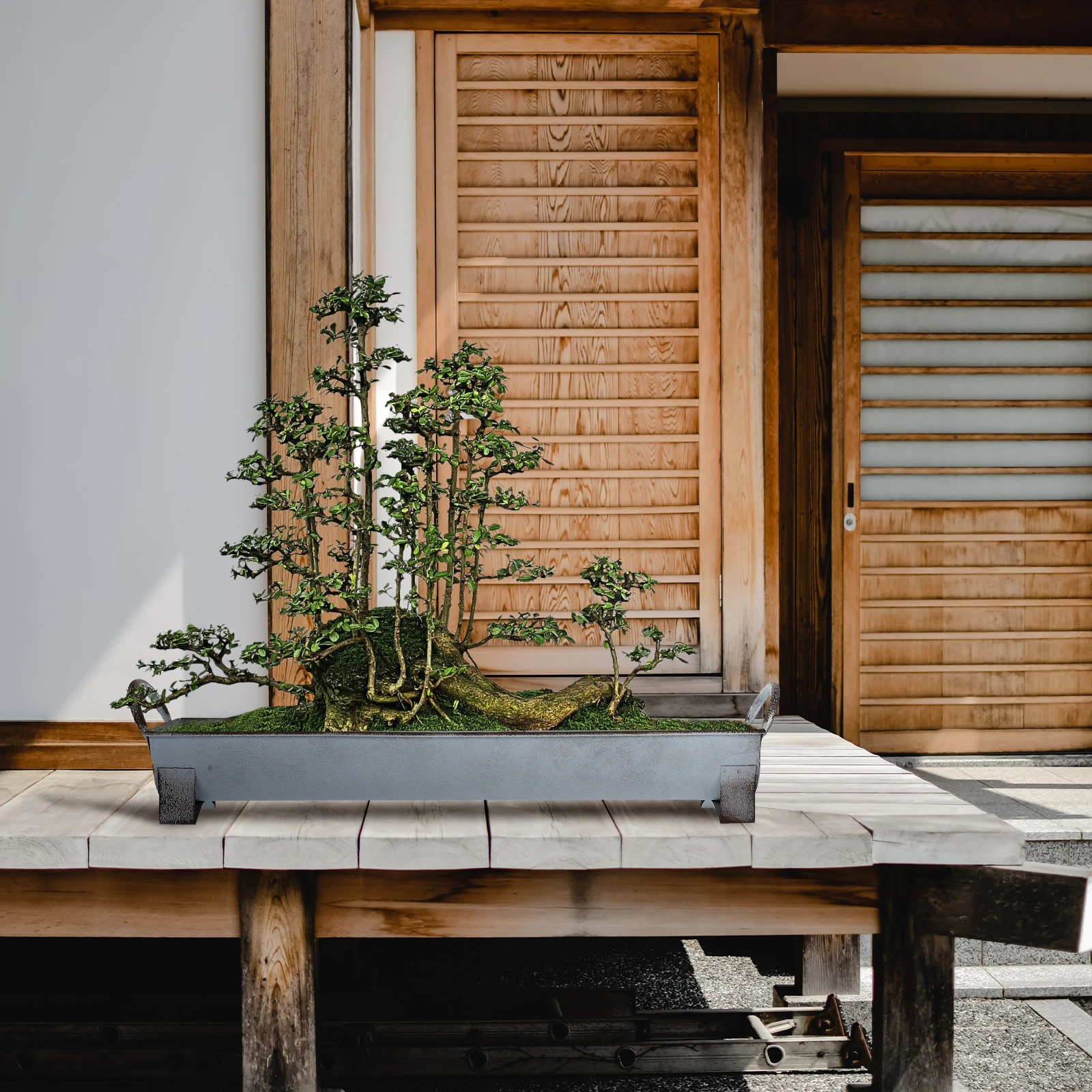 

Long Desktop Storage Tray Iron Rectangular Container Handles Multipurpose Organizer Sundries Tray Flower Holder Tabletop Storage