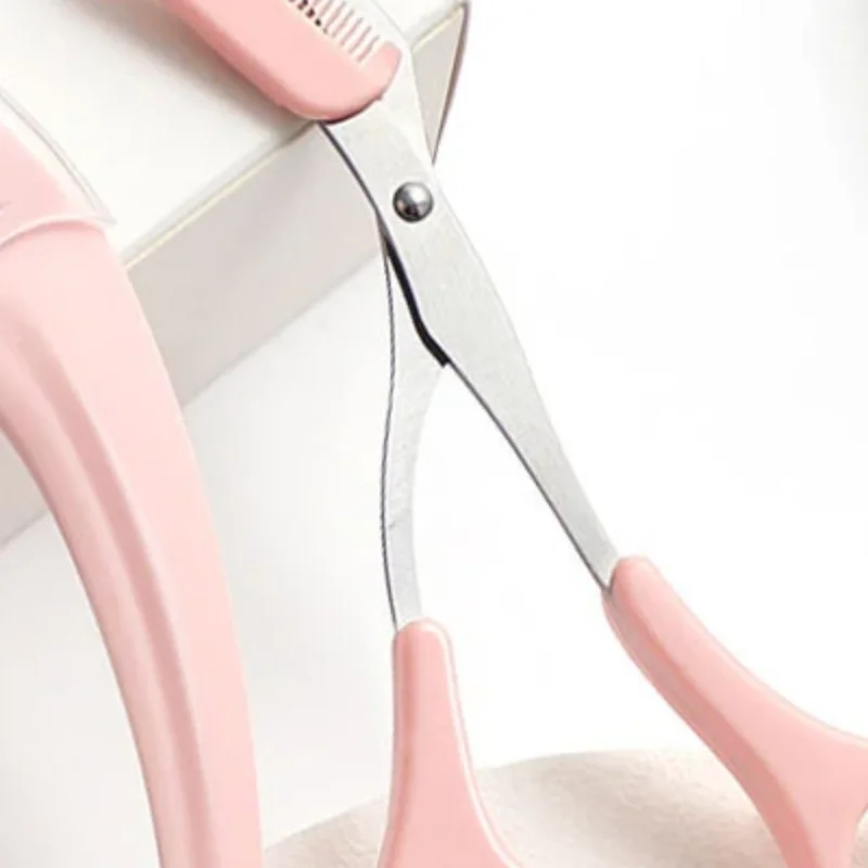 1 قطعة مقص أداة قص الحواجب الوردي مع 2 مشط إزالة شعر الوجه التهيأ تشكيل ماكينة حلاقة ملحقات ماكياج التجميل