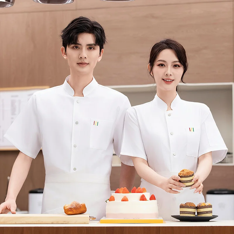 Koksjas en keukenschort 2-delige set Catering Werkuniform Groothandel Hotel Koken Kleding Bakkerij Café Ober Werkkleding
