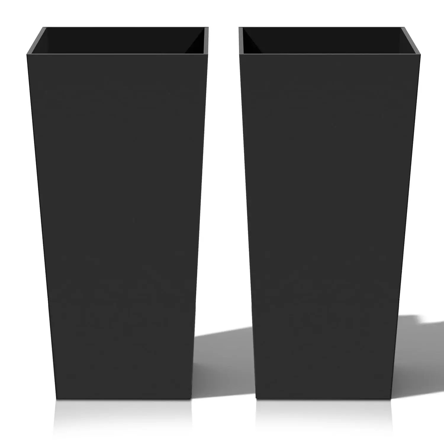 Tall Planters for Outdoor Plants, Large Resin Flower Pots for Garden, Front Porch, Patio, Indoor - Set of 2 (Black, 28 inch - 2