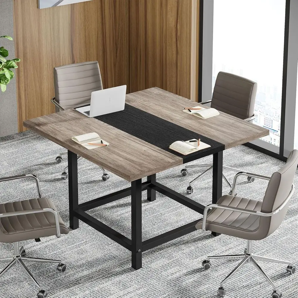 

4 People Conference Room Table, Gray 39.4L X 39.4W X 29.52H Inches Small Meeting Room Table for Home Office, (Chair not Included