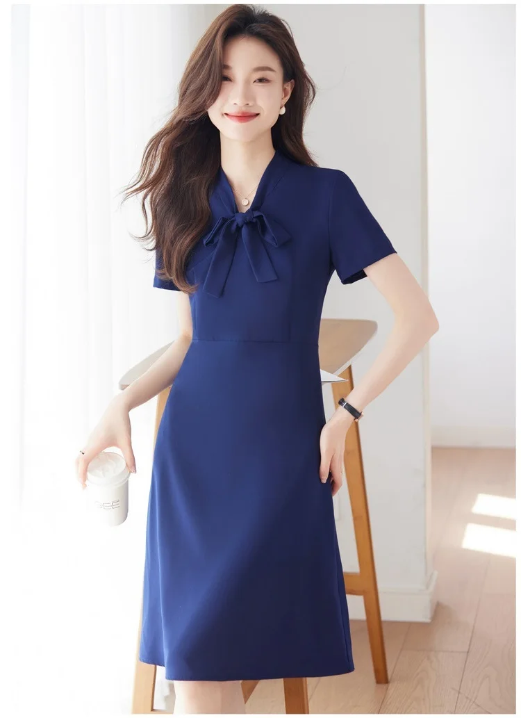 Summer Elegant OL Styles Dresses for Women Business Work Wear Professional Office Ladies Vestidos Tops Career Interview S-5XL