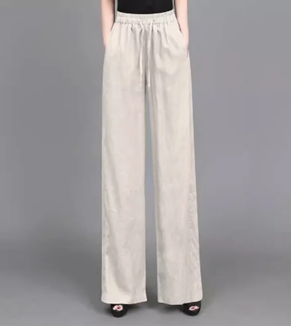 FJM-Pantalon Décontracté à Taille artificiel astique pour Femme, Vêtement à Poches, Taille Haute, Droit, Jambes Larges, Long, Nouvelle Collection Automne Hiver