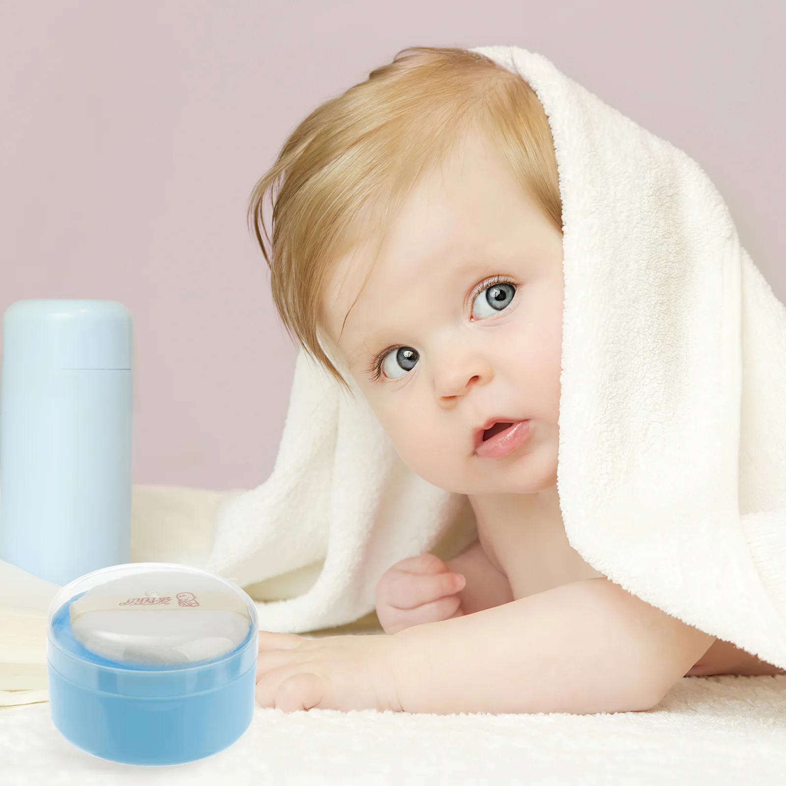 

2pcs Baby Powder Puff Box Useful Powder Puff Storage Case Infants Skin Care Powder Puff Box for Newborn Toddlers (Blue)