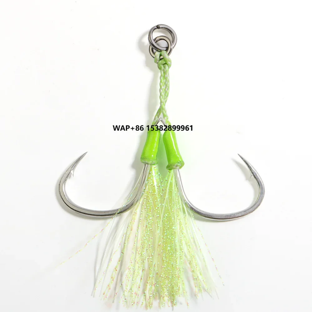 

Factory Cheap 1 Pair Luminous High Carbon Steel Assist Jigging Hooks for Carp and Pike Fly and Lure Fishing 2 Pcs/bag