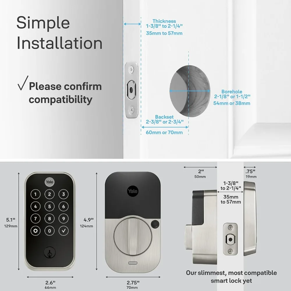 قفل Assure Lock 2 Touch Deadbolt، قفل باب ذكي خالي من المفتاح من الجلد السويدي الأسود مع شاشة لمس متصلة بتقنية Wi-Fi - جديد #3
