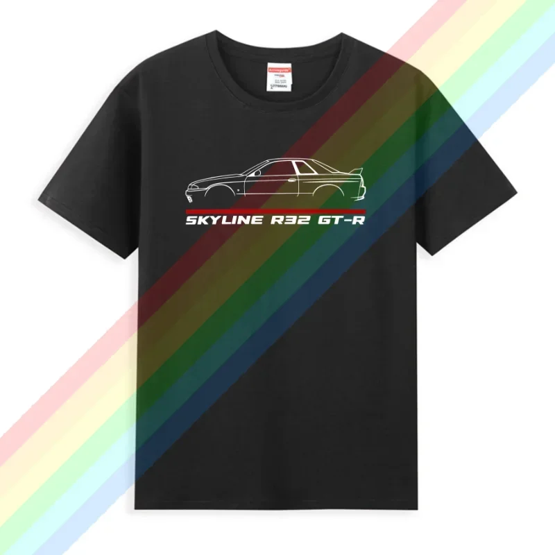 

2024 Men T Shirt Casual For Nissans Skyline R32 GT-R Car Enthusiast T-shirt Graphic Summer Short Sleeves 100% Cotton S-3XL