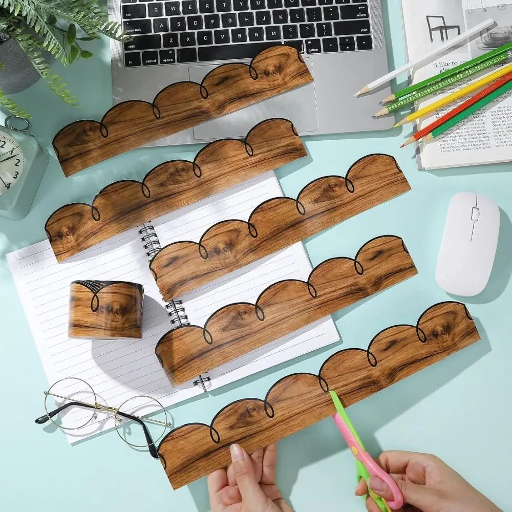 New Wood Grain Bulletin Board Border 10m/Roll Scalloped Edge Border Trim Roll Cuttable Classroom Border Trim Classroom Decor