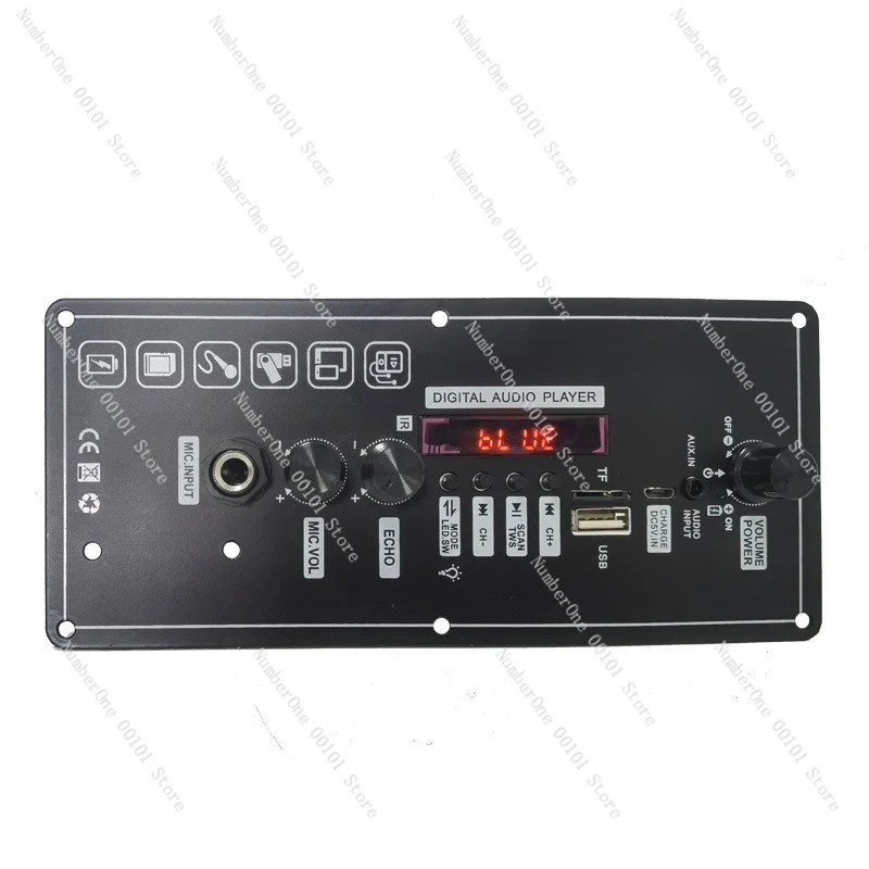 

Плата автомобильного усилителя 3,7 В 5 В с дисплеем, совместимая с зарядкой, универсальный микрофон, Bluetooth-динамик