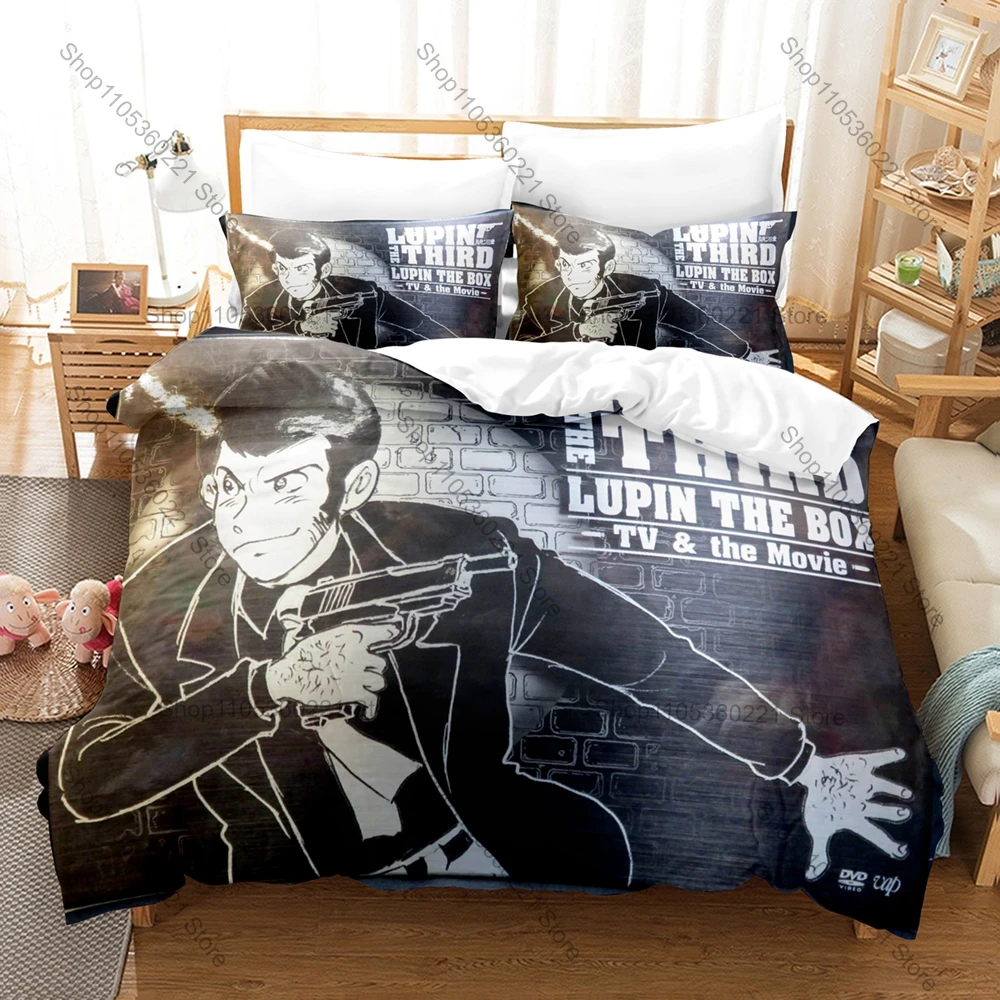 Personality Lupin the 3rd New Bed Set Anime Figure Style Duvet Cover Set For Bedroom Living Room Decoration For Teens Adults
