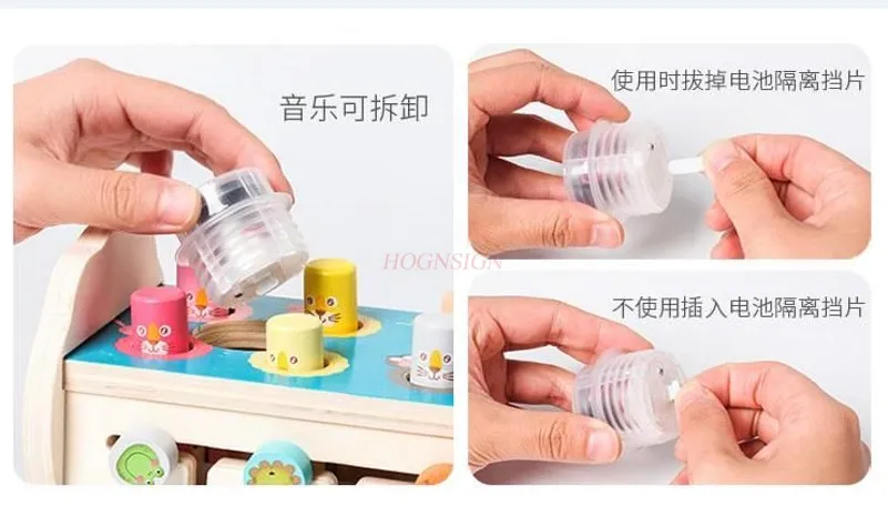 Houten multifunctioneel leeuw- en grondmuisspel, nauwkeurige tikkende actietraining voor puzzelspeelgoed voor het vroege onderwijs van kinderen