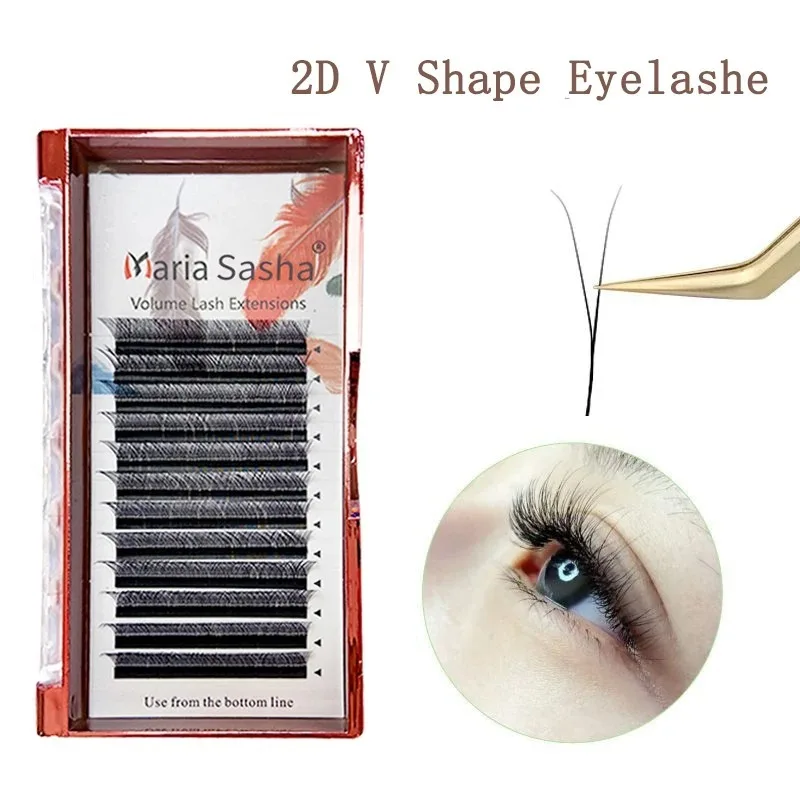Maria 2d y forma cílios mão premium 2d cílios luz suave natural cílios extensão suprimentos maquiagem malha net cruz chicote