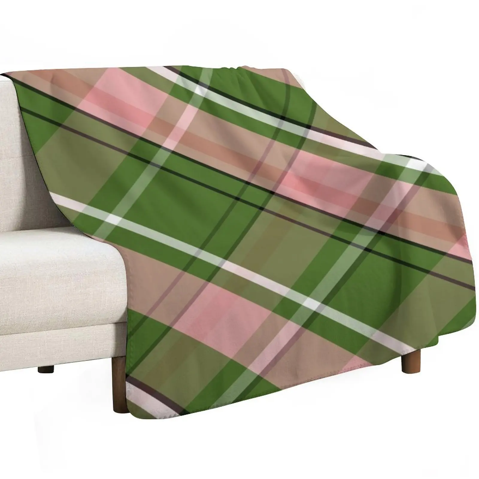 Pink and Green Preppy Plaid Throw Blanket Stuffeds Luxury Designer halloween Baby Cute Plaid Decoratives Blankets