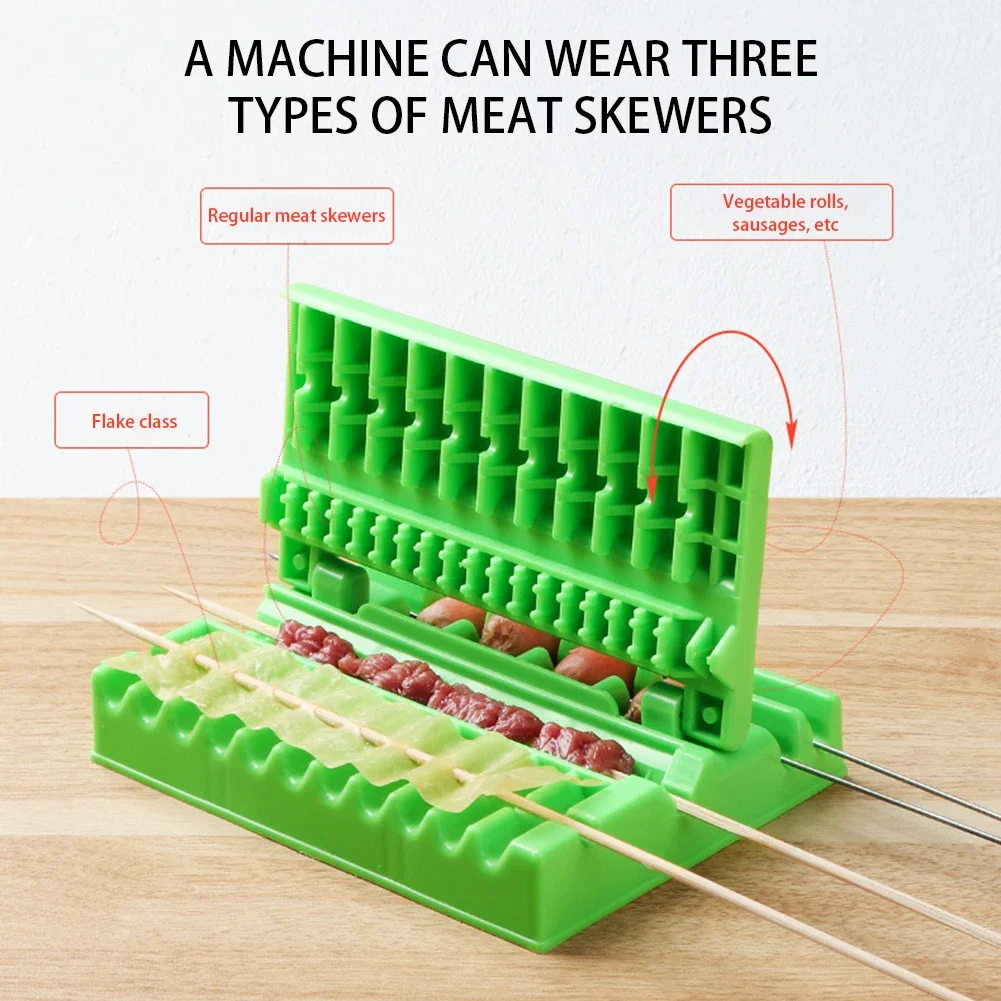 다기능 과일 분리기 단일 행 케밥 메이커 바베큐 고기 꼬치 기계 케밥 프레스 메이커 재사용 가능 플라스틱