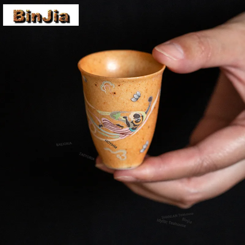 BAEJORIA 30ml Dunhuang Apsaras Teacup Vintage Tea Bowl Set Of Cups Tea-tasting Fragrance Cup Chazhan Master Cups Cha Accessories