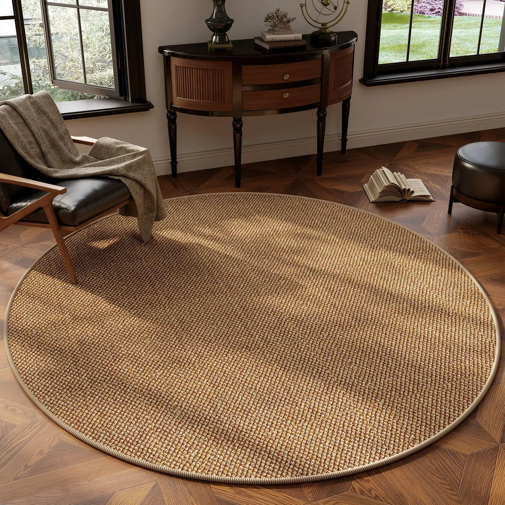 Minimalist Pineapple Texture Round Area Rug Non-Slip Soft Washable Floor Mat for Living Room Bedroom Dining Table Home Decor