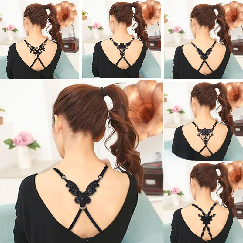 Sexy Lace Bra Straps Cross Flower Backless Invisible Shoulder Girdle Shoulder Straps Underwear Straps Intimate Accessories