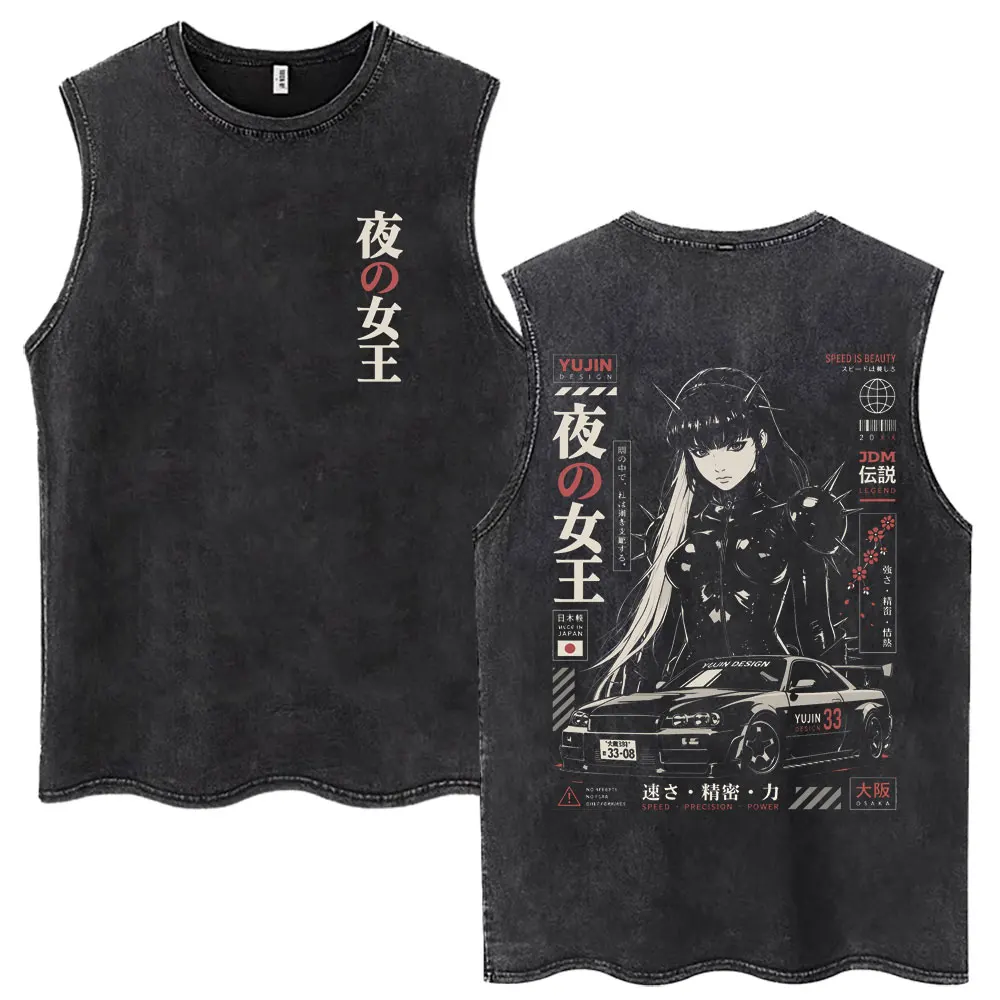 Anime Initial D Drift AE86 Takumi Fujiwara Tofu Shop Washed Tank Tops JDM Racing Car Men Women Vests Cotton Sleeveless T Shirt