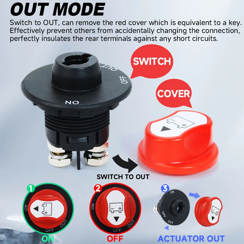 50A 100A 200A 300A DC32V 자동차 배터리 차단 스위치 절연 스위치 12V 24V RV 오토바이 트럭 자동차 보트용