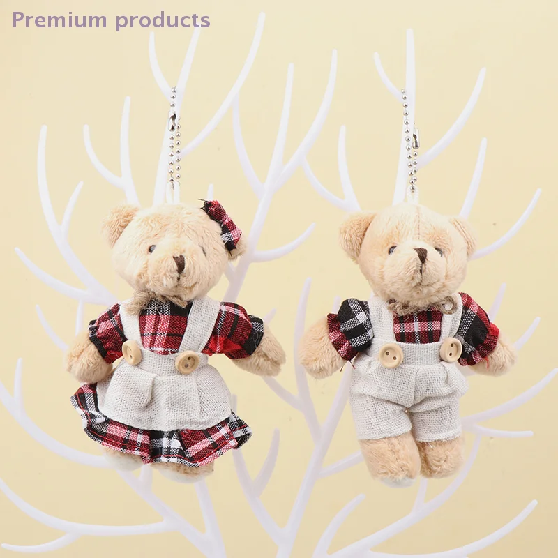 1pc dos desenhos animados usar roupas urso brinquedo de pelúcia chaveiro macio pelúcia boneca pingente mochila saco de carro chaveiro decoração presente do miúdo