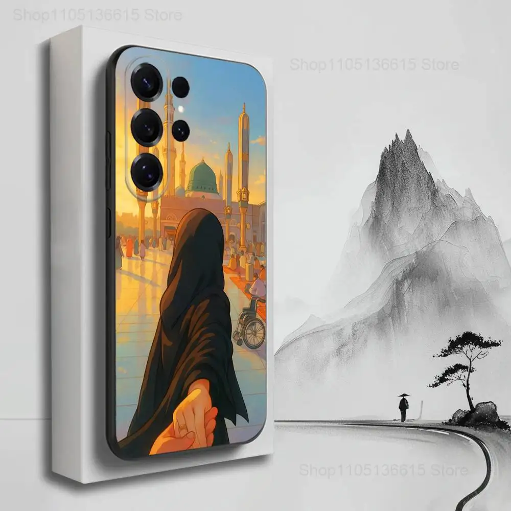 Casing Ponsel Seni Arab Gadis Muslim Untuk Samsung S25,S24,S23,S22,S21,S20,S10,S9,Ultra,Plus,Lite,FE, Penutup Silikon Lembut Hitam