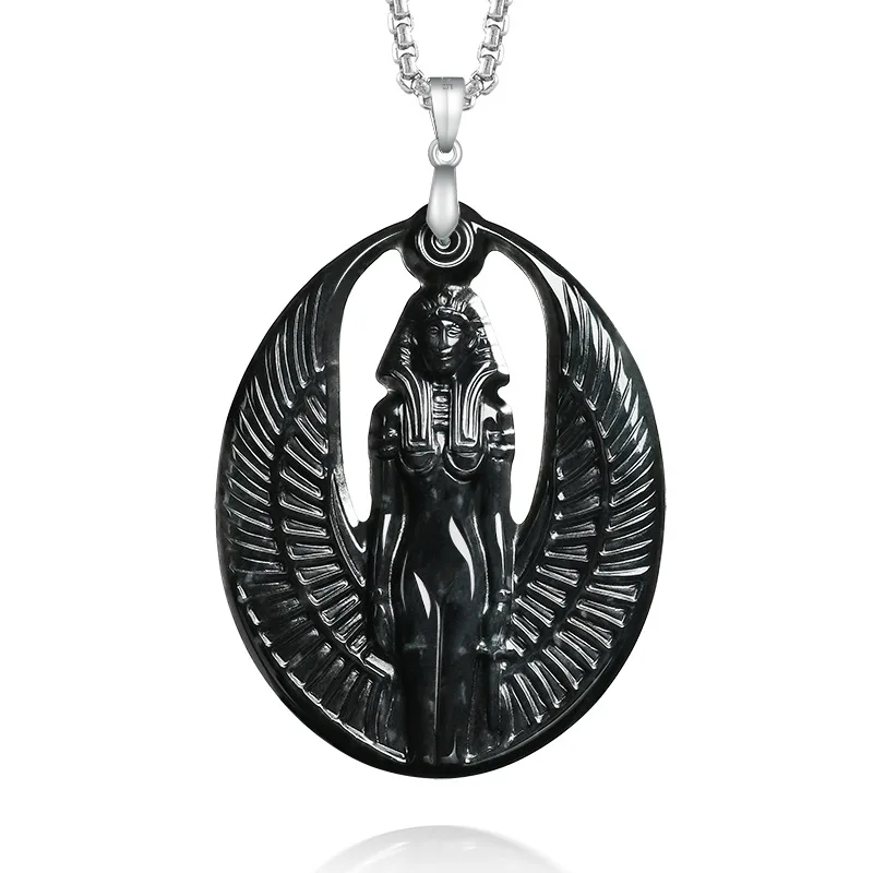 

Burmese Jadeite Isis Pendant Necklace Gemstone 925 Silver Natural Jewelry Fashion Talismans Luxury Real Jade Gifts for Women