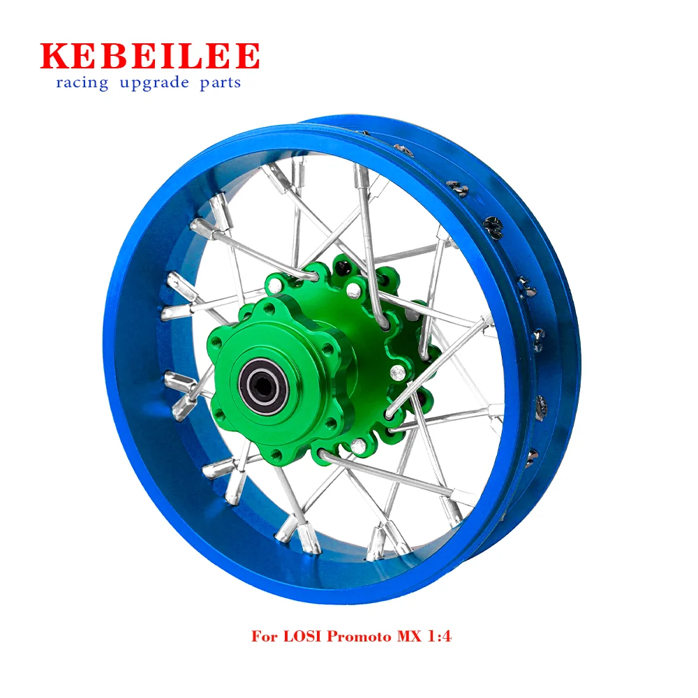 KEBEILEE CNC Aluminum Rear Wheel V2 For LOSI Promoto MX motorcycle  1:4 Blue