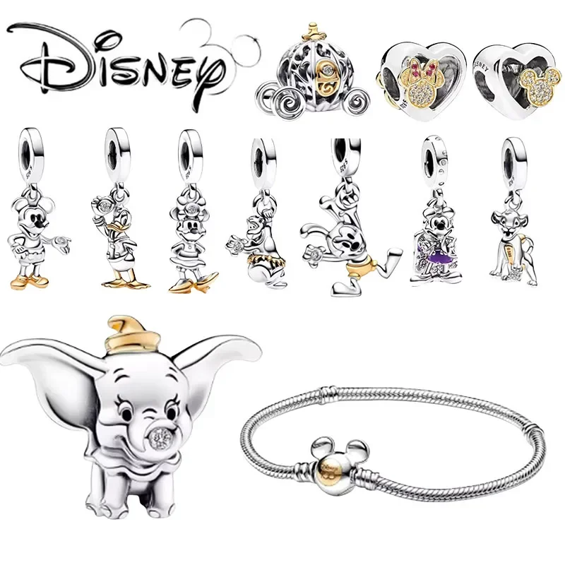 

Original Disney Centenary Series Charms Silver 925 Fit Bracelet Winnie Dumbo Simba Donald Duck Beads Charm For Jewelry