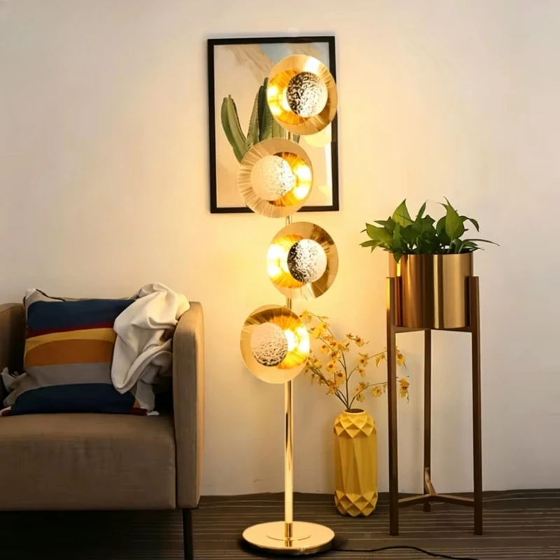 Light luxury Nordic designer style wrought iron LED floor lamp, suitable for villas and hotel living rooms