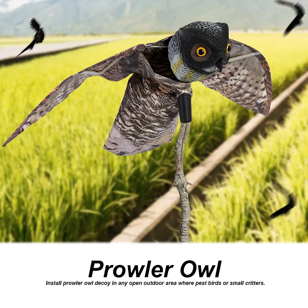 ZK30 Prowler Owl with Moving Wing Garden Scarecrow Predator Decoy Pest