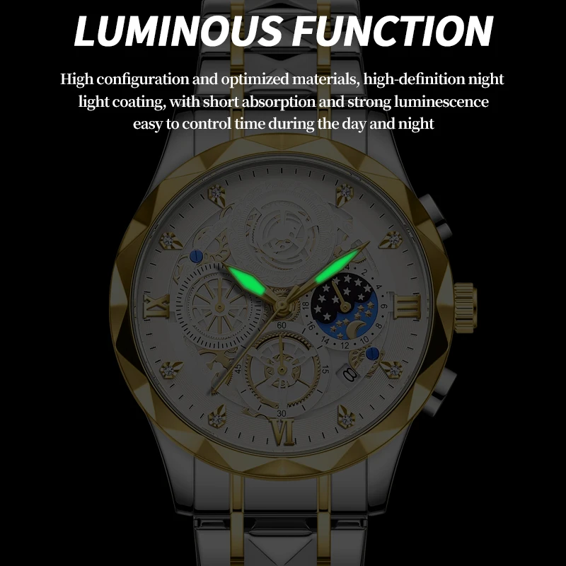 PAAZOMU Luxury Man Wristwatch Waterproof Luminous Chronograph Watch for Men Stainless Steel Men\'s Quartz Watches reloj hombre