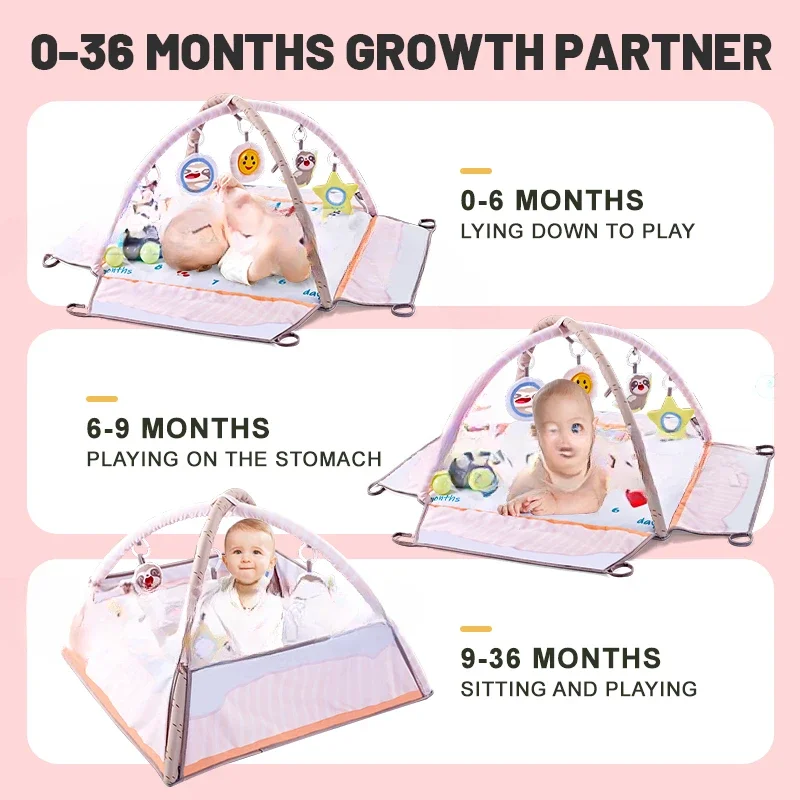 Foldable Activity Play Mats With Fence Infant Soft Blanket Baby Gym Mat For Kids