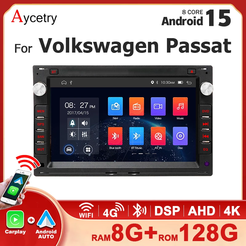 Autoradio Android 15 con 8G 128G, Carplay Wireless per VW Passat, Sharan, Lupo, T5, Seat Alhambra, Skoda Superb, Peugeot