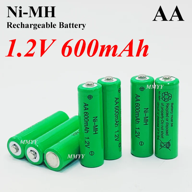 AA 1.2V 600mAh NiMH Rechargeable Battery Suitable for Remote Control Shaver MP3 LED Camera Light Toy Replacement Lithium Battery